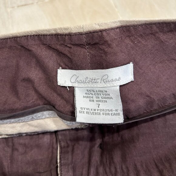 Juniors Womens Charlotte Russe Linen Cotton Low-Rise Flat Front Flared Pants 7 - Picture 11 of 11